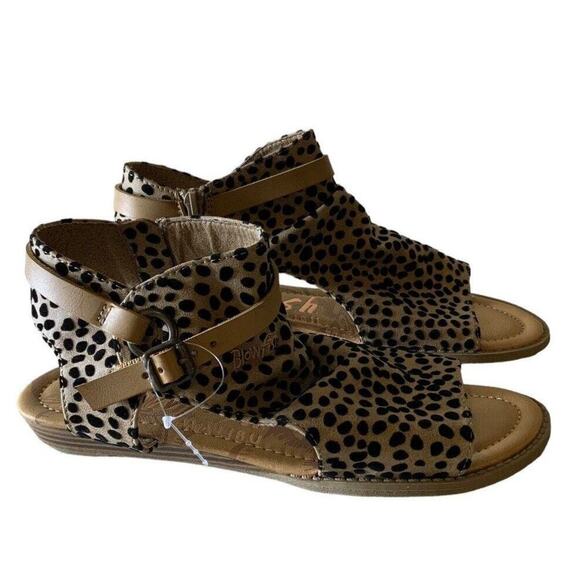 Blowfish Malibu Burnside Flat Sandals Women Size 8.5 Open Toe Animal Print Shoes - Picture 4 of 11